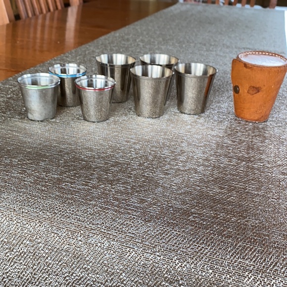 Dining Vintage Metal Shot Glasses In Leather Rupp Case Poshmark